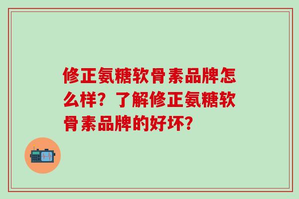 修正氨糖软骨素品牌怎么样？了解修正氨糖软骨素品牌的好坏？