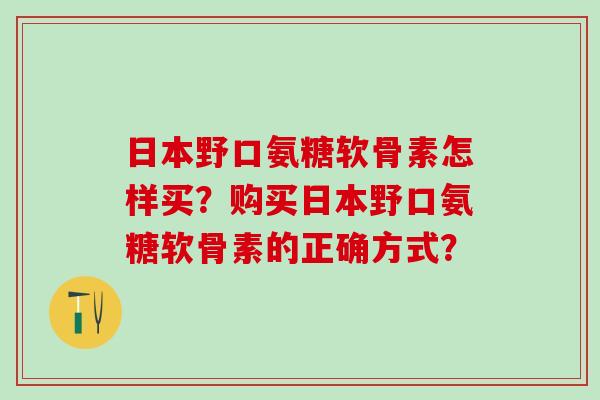 日本野口氨糖软骨素怎样买？购买日本野口氨糖软骨素的正确方式？