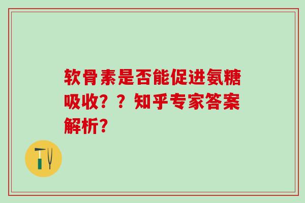 软骨素是否能促进氨糖吸收？？知乎专家答案解析？
