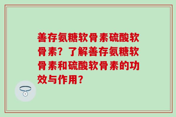 善存氨糖软骨素硫酸软骨素？了解善存氨糖软骨素和硫酸软骨素的功效与作用？