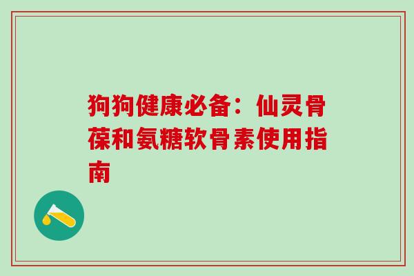 狗狗健康必备：仙灵骨葆和氨糖软骨素使用指南