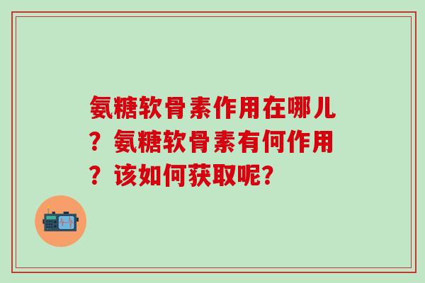 氨糖软骨素作用在哪儿？氨糖软骨素有何作用？该如何获取呢？