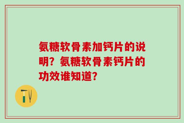 氨糖软骨素加钙片的说明？氨糖软骨素钙片的功效谁知道？