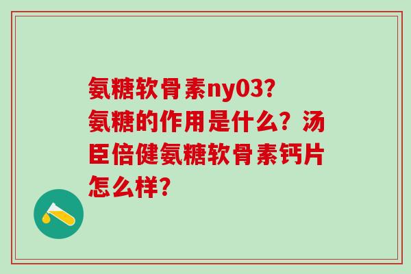 氨糖软骨素ny03？氨糖的作用是什么？汤臣倍健氨糖软骨素钙片怎么样？