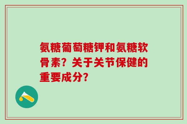 氨糖葡萄糖钾和氨糖软骨素？关于关节保健的重要成分？