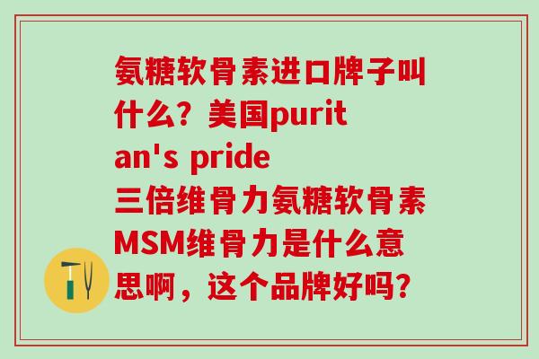 氨糖软骨素进口牌子叫什么？美国puritan's pride三倍维骨力氨糖软骨素MSM维骨力是什么意思啊，这个品牌好吗？