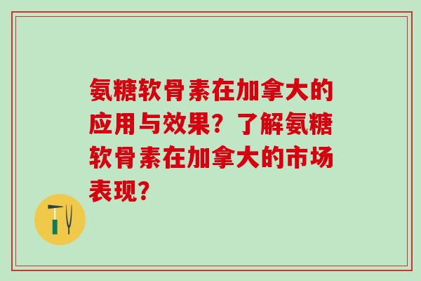 氨糖软骨素在加拿大的应用与效果？了解氨糖软骨素在加拿大的市场表现？