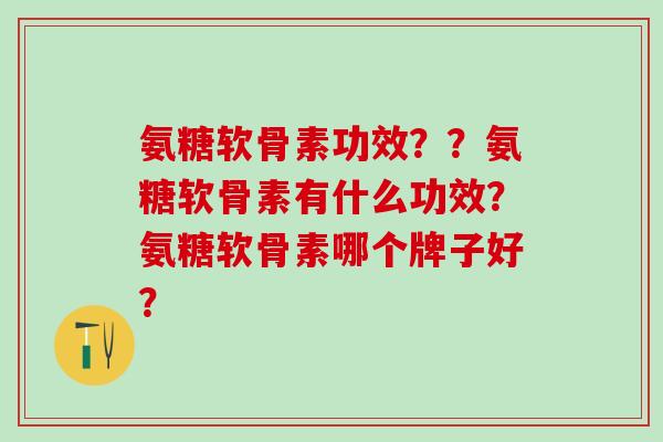 氨糖软骨素功效？？氨糖软骨素有什么功效？氨糖软骨素哪个牌子好？
