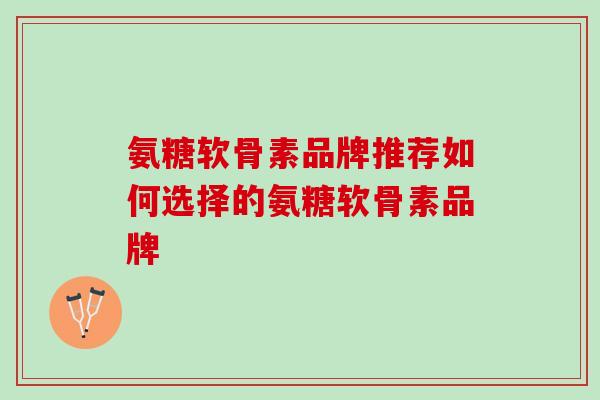 氨糖软骨素品牌推荐如何选择的氨糖软骨素品牌