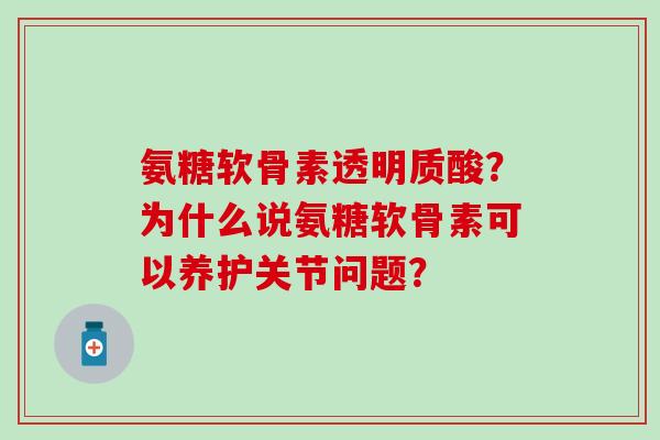 氨糖软骨素透明质酸？为什么说氨糖软骨素可以养护关节问题？