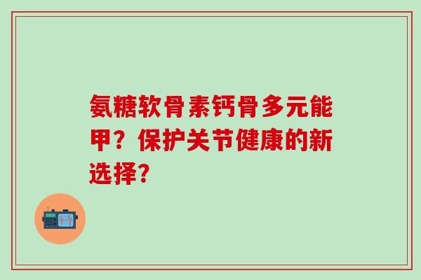 氨糖软骨素钙骨多元能甲?保护关节健康的新选择? 氨糖软骨素钙骨多元能甲?保护关节健康的新选择?