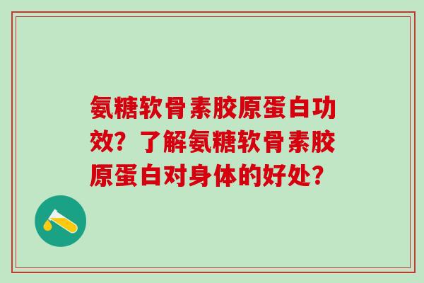 氨糖软骨素胶原蛋白功效？了解氨糖软骨素胶原蛋白对身体的好处？