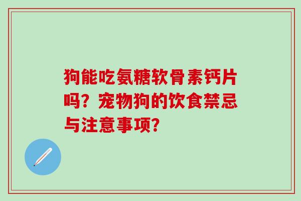 狗能吃氨糖软骨素钙片吗？宠物狗的饮食禁忌与注意事项？