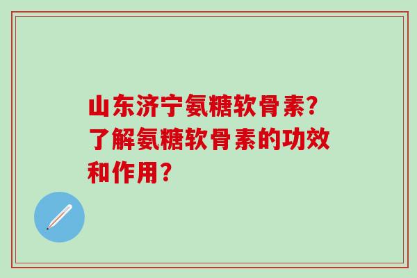山东济宁氨糖软骨素？了解氨糖软骨素的功效和作用？