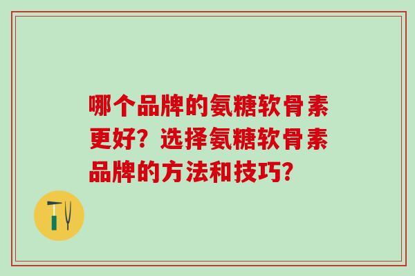 哪个品牌的氨糖软骨素更好？选择氨糖软骨素品牌的方法和技巧？