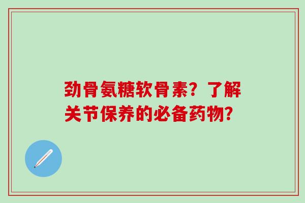 劲骨氨糖软骨素？了解关节保养的必备药物？