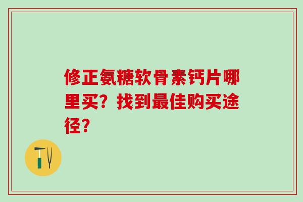 修正氨糖软骨素钙片哪里买？找到最佳购买途径？