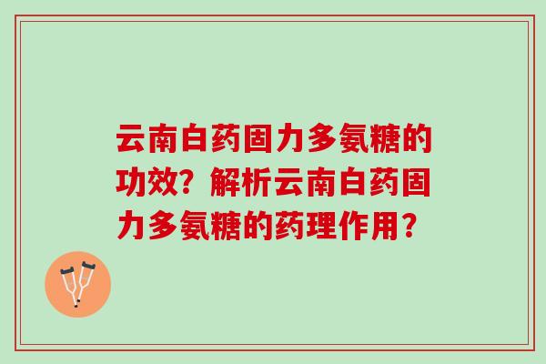 云南白药固力多氨糖的功效？解析云南白药固力多氨糖的药理作用？
