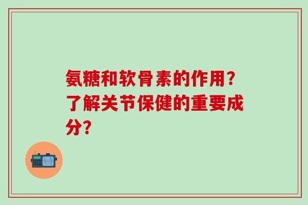 氨糖和软骨素的作用?了解关节保健的重要成分? 氨糖和软骨素的作用?了解关节保健的重要成分?