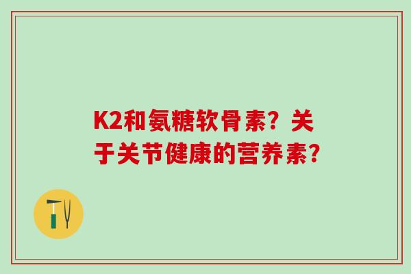 K2和氨糖软骨素？关于关节健康的营养素？