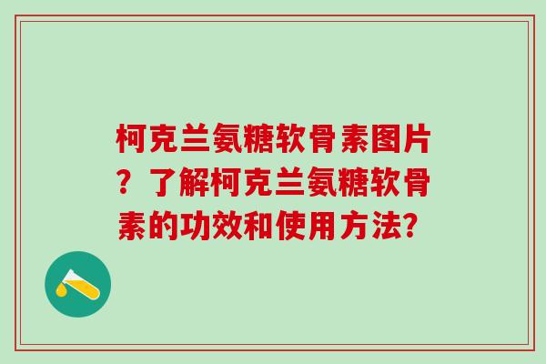 柯克兰氨糖软骨素图片？了解柯克兰氨糖软骨素的功效和使用方法？