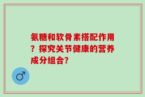 氨糖和软骨素搭配作用？探究关节健康的营养成分组合？