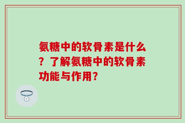 氨糖中的软骨素是什么？了解氨糖中的软骨素功能与作用？