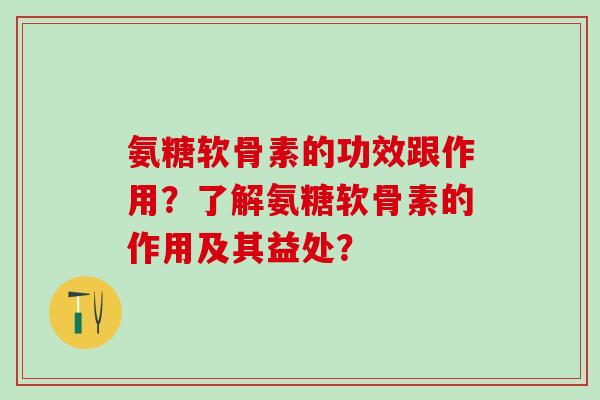 氨糖软骨素的功效跟作用？了解氨糖软骨素的作用及其益处？
