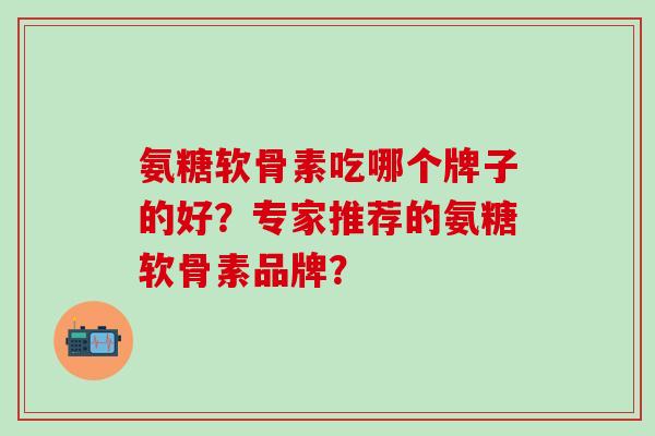 氨糖软骨素吃哪个牌子的好？专家推荐的氨糖软骨素品牌？