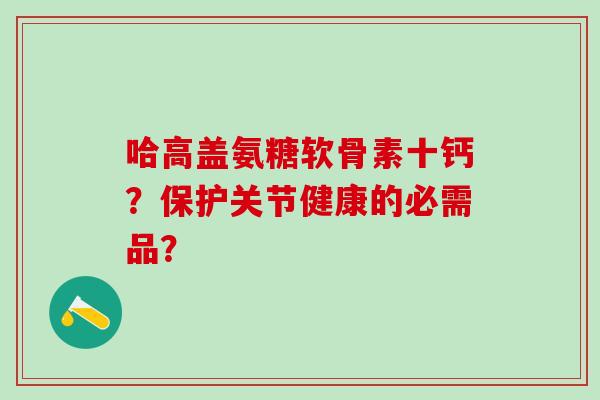 哈高盖氨糖软骨素十钙？保护关节健康的必需品？