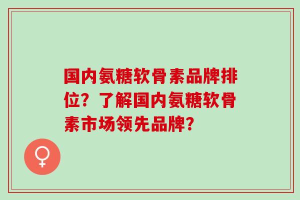 国内氨糖软骨素品牌排位？了解国内氨糖软骨素市场领先品牌？