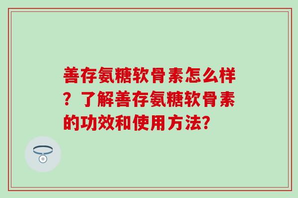 善存氨糖软骨素怎么样？了解善存氨糖软骨素的功效和使用方法？
