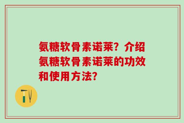 氨糖软骨素诺莱？介绍氨糖软骨素诺莱的功效和使用方法？