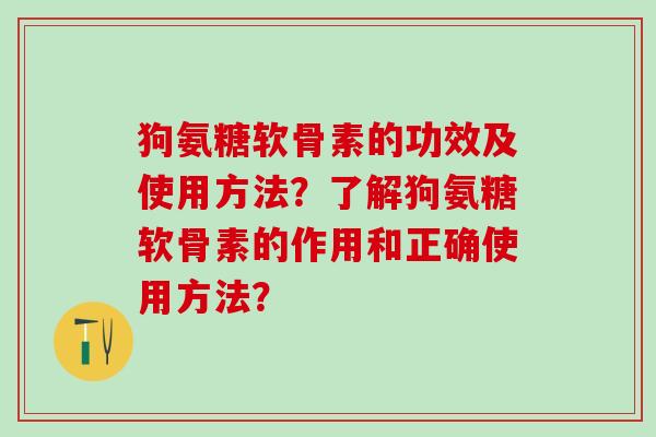狗氨糖软骨素的功效及使用方法？了解狗氨糖软骨素的作用和正确使用方法？