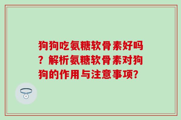 狗狗吃氨糖软骨素好吗？解析氨糖软骨素对狗狗的作用与注意事项？