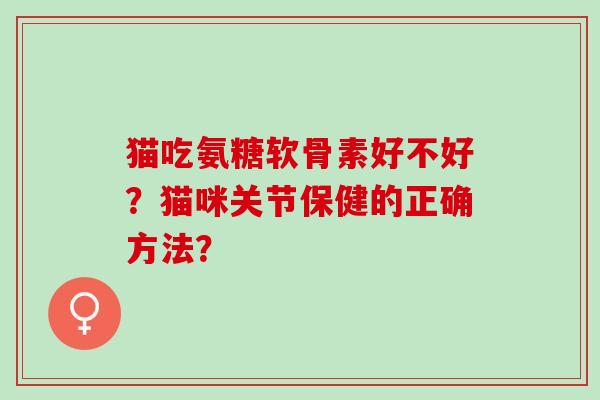 猫吃氨糖软骨素好不好?猫咪关节保健的正确方法? 猫吃氨糖软骨素好不好?猫咪关节保健的正确方法?