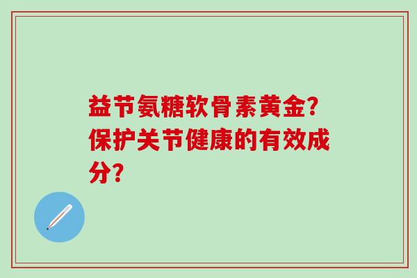 益节氨糖软骨素黄金？保护关节健康的有效成分？