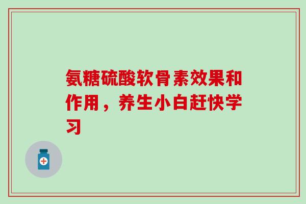 氨糖硫酸软骨素效果和作用，养生小白赶快学习