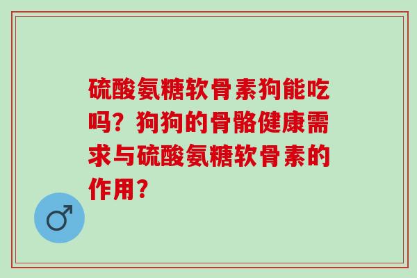 硫酸氨糖软骨素狗能吃吗?狗狗的骨骼健康需求与硫酸氨糖软骨素的作用? 硫酸氨糖软骨素狗能吃吗?狗狗的骨骼健康需求与硫酸氨糖软骨素的作用?