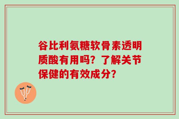 谷比利氨糖软骨素透明质酸有用吗?了解关节保健的有效成分? 谷比利氨糖软骨素透明质酸有用吗?了解关节保健的有效成分?