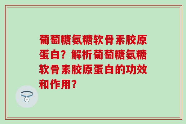 葡萄糖氨糖软骨素胶原蛋白？解析葡萄糖氨糖软骨素胶原蛋白的功效和作用？