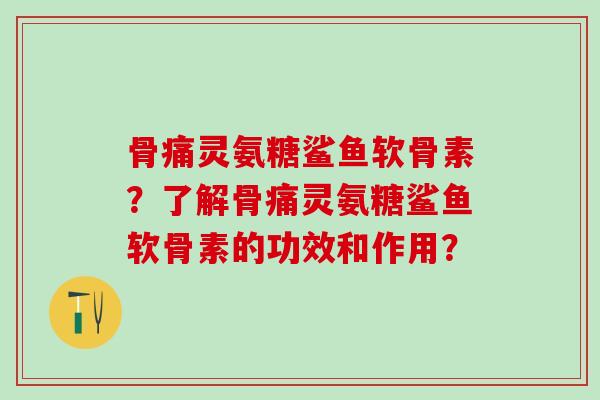 骨痛灵氨糖鲨鱼软骨素？了解骨痛灵氨糖鲨鱼软骨素的功效和作用？