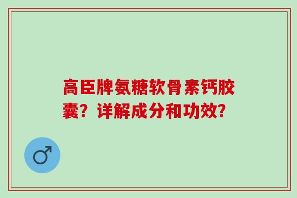高臣牌氨糖软骨素钙胶囊？详解成分和功效？