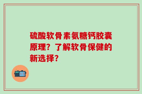 硫酸软骨素氨糖钙胶囊原理？了解软骨保健的新选择？
