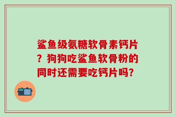 鲨鱼级氨糖软骨素钙片？狗狗吃鲨鱼软骨粉的同时还需要吃钙片吗？