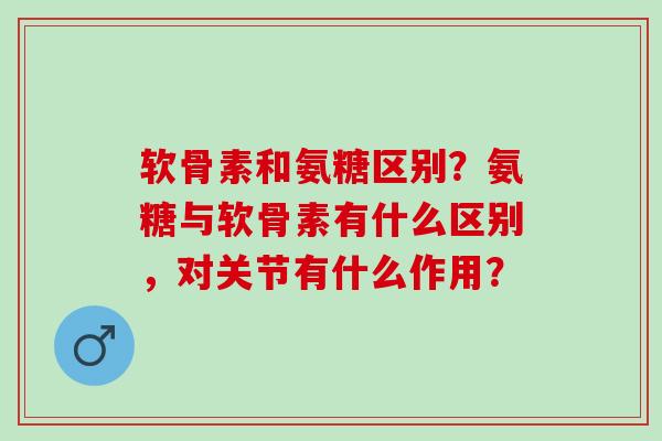 软骨素和氨糖区别？氨糖与软骨素有什么区别，对关节有什么作用？