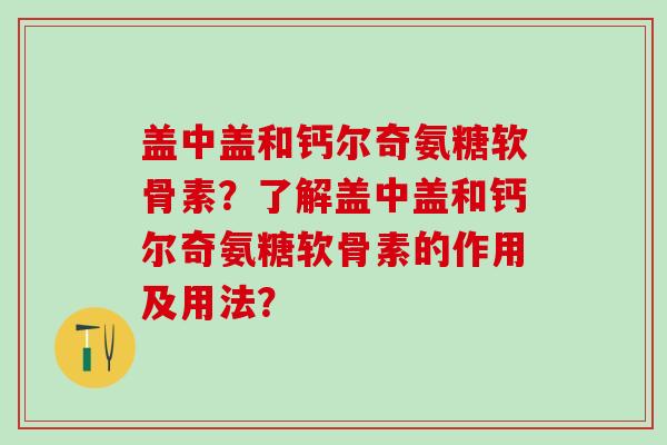 盖中盖和钙尔奇氨糖软骨素？了解盖中盖和钙尔奇氨糖软骨素的作用及用法？
