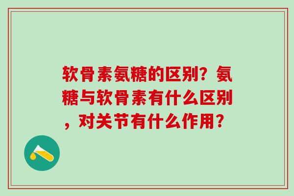 软骨素氨糖的区别？氨糖与软骨素有什么区别，对关节有什么作用？