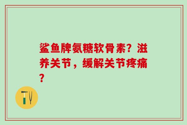 鲨鱼牌氨糖软骨素？滋养关节，缓解关节疼痛？