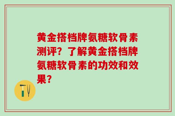 黄金搭档牌氨糖软骨素测评？了解黄金搭档牌氨糖软骨素的功效和效果？
